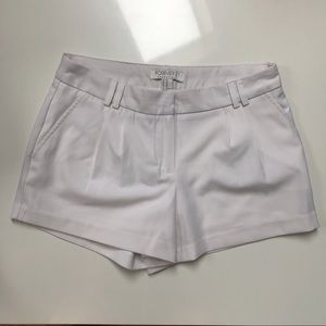 F21 white mid rise shorts